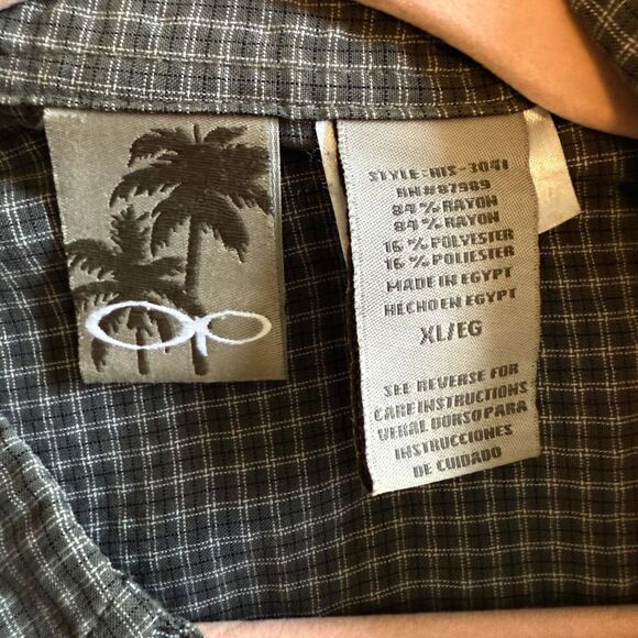 Vintage Op Short Sleeve Shirt in Grey Green Micro Check Plaid size XL - Picture 8 of 9